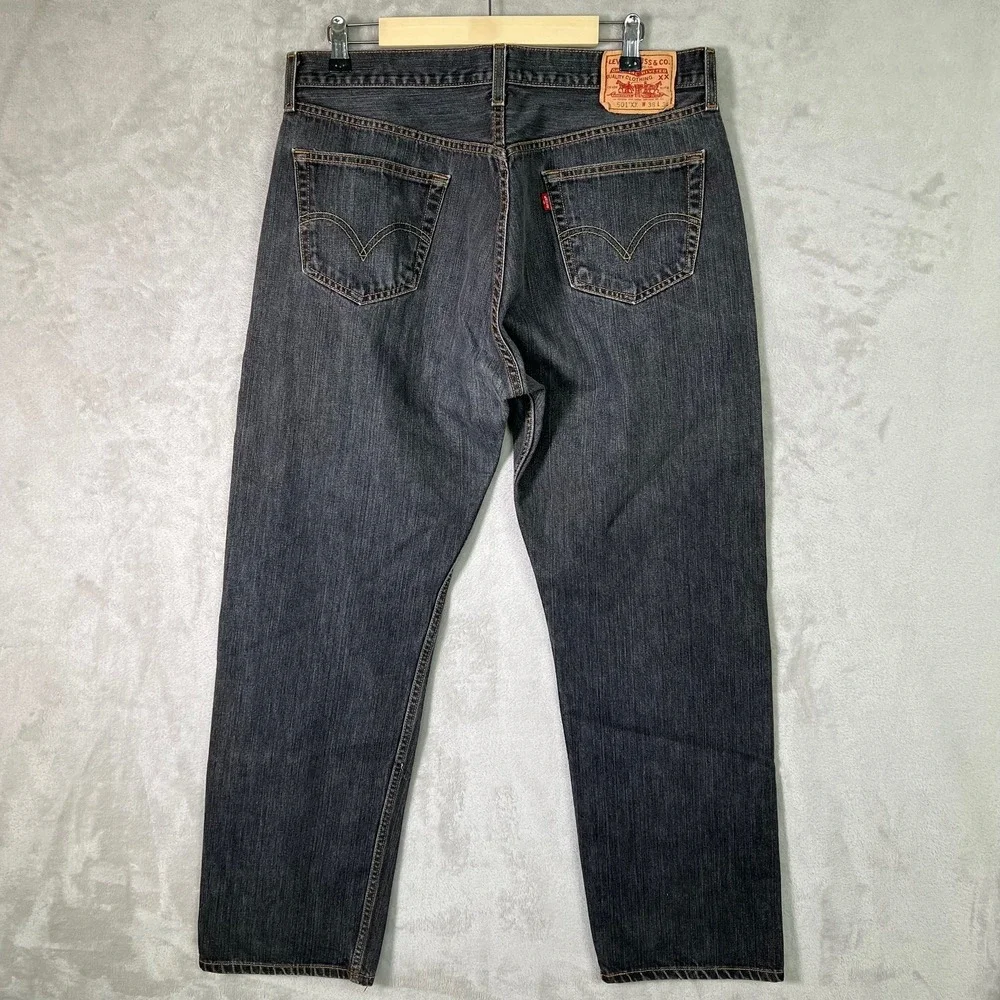 Y2K Vintage Levis‎ 501 XX Jeans Men's Size 38 x 34 Black Denim Mexico Button Fly